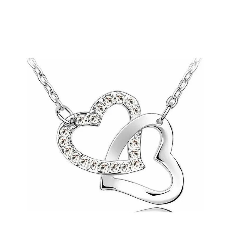 shine rhinestone Double Heart pendant necklace fashion jewelry wedding lover party top quality dropshipping romantic summer gift shine rhinestone Double Heart pendant necklace fashion jewelry wedding lover party top quality dropshipping romantic summer gift